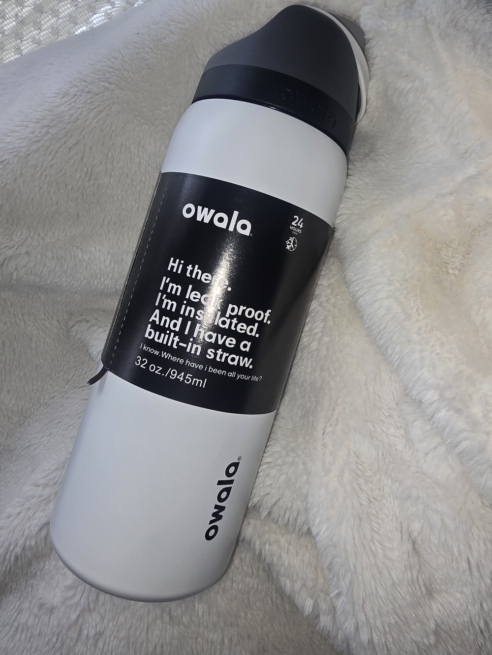 Owala 32oz Insulated Bottle - White with Black Accents